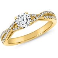 🦚 Goldener Verlobungsring mit Diamanten, gravierbar 🦚 Goldener Verlobungsring mit Diamanten, gravierbar