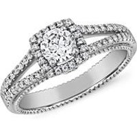 🦚 Halo-Ring mit lab grown Diamanten, Weißgold, Platin 🦚 Halo-Ring mit lab grown Diamanten, Weißgold, Platin