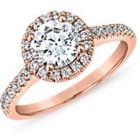 🦚 Damen Halo-Ring mit Diamanten aus Roségold, gravierbar 🦚 Damen Halo-Ring mit Diamanten aus Roségold, gravierbar