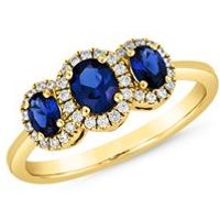 🦚 Saphir Ring für Damen aus Gelbgold mit Brillanten 🦚 Saphir Ring für Damen aus Gelbgold mit Brillanten