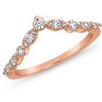 🦚 V-förmiger Ring für Damen aus Roségold, Diamanten 🦚 V-förmiger Ring für Damen aus Roségold, Diamanten