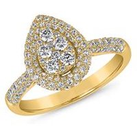 🦚 Goldener Diamantring Tropfen für Damen, gravierbar 🦚 Goldener Diamantring Tropfen für Damen, gravierbar