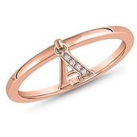 🦚 Roségoldener Ring mit Buchstabenanhänger, Brillanten 🦚 Roségoldener Ring mit Buchstabenanhänger, Brillanten