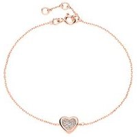 🦚 585er Roségold Armband mit diamantbesetztem Herz 🦚 585er Roségold Armband mit diamantbesetztem Herz