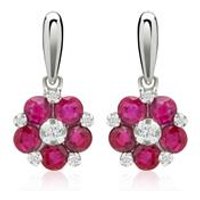 🦚 Blüten Diamant-Ohrschmuck Rubine 0,838 ct gesamt 🦚 Blüten Diamant-Ohrschmuck Rubine 0,838 ct gesamt