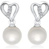 🦚 585er Weißgold-Ohrringe Perle 6 Diamanten 🦚 585er Weißgold-Ohrringe Perle 6 Diamanten