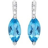 🦚 14K Weißgold Ohrstecker Blautopas 6 Diamanten 🦚 14K Weißgold Ohrstecker Blautopas 6 Diamanten