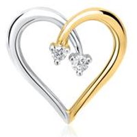 🦚 585er Gelbgold-Anhänger Herz 2 Diamanten 🦚 585er Gelbgold-Anhänger Herz 2 Diamanten