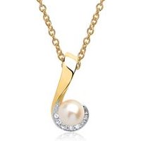 🦚 585er Gelbgold-Kette Perle 5 Diamanten 🦚 585er Gelbgold-Kette Perle 5 Diamanten