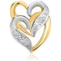 🦚 585er Gelbgold-Anhänger Herzen 2 Diamanten 🦚 585er Gelbgold-Anhänger Herzen 2 Diamanten