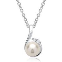 🦚 585er Weißgold-Kette Perle 2 Diamanten 🦚 585er Weißgold-Kette Perle 2 Diamanten