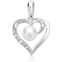 🦚 585er Weißgold-Anhänger Perle 4 Diamanten 🦚 585er Weißgold-Anhänger Perle 4 Diamanten