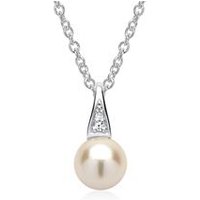 🦚 585er Weißgold-Kette Perle 2 Diamanten 🦚 585er Weißgold-Kette Perle 2 Diamanten