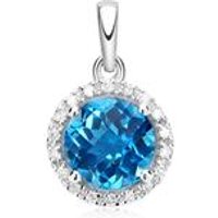 🦚 Blautopas Anhänger 14 K Weißgold 18 Brillanten 🦚 Blautopas Anhänger 14 K Weißgold 18 Brillanten