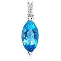 🦚 Blautopas Anhänger 585er Weißgold 3 Diamanten 🦚 Blautopas Anhänger 585er Weißgold 3 Diamanten