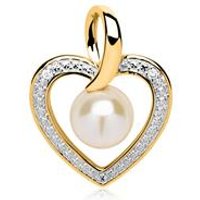 🦚 Herz Anhänger 585er Gold bicolor Perle Diamanten 🦚 Herz Anhänger 585er Gold bicolor Perle Diamanten