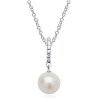 🦚 585er Weißgoldkette mit Perlenanhänger und Diamanten 🦚 585er Weißgoldkette mit Perlenanhänger und Diamanten