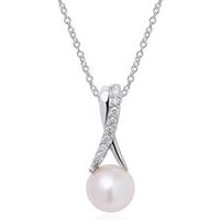 🦚 Kette mit Perlenanhänger aus 14K Weißgold Brillanten 🦚 Kette mit Perlenanhänger aus 14K Weißgold Brillanten