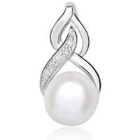 🦚 Anhänger aus 14K Weißgold mit Perle und Diamanten 🦚 Anhänger aus 14K Weißgold mit Perle und Diamanten