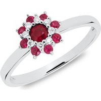 🦚 Ring Blüte aus 585er Weißgold mit Rubinen und Diamanten 🦚 Ring Blüte aus 585er Weißgold mit Rubinen und Diamanten