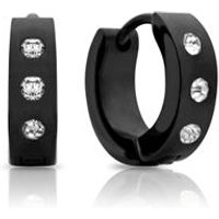 🦚 Schwarze Edelstahlcreolen mit Zirkonia 🦚 Schwarze Edelstahlcreolen mit Zirkonia