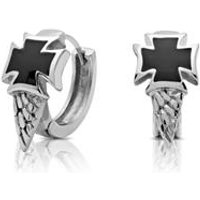 🦚 Edelstahlcreolen mit schwarzem Kreuz 🦚 Edelstahlcreolen mit schwarzem Kreuz