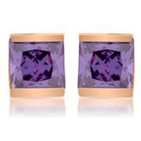 🦚 Ohrstecker Edelstahl rosévergoldet lila Zirkonia 🦚 Ohrstecker Edelstahl rosévergoldet lila Zirkonia