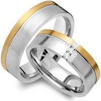 🦚 Trauringe 750er Gelb- Weissgold 3 Brillanten 🦚 Trauringe 750er Gelb- Weissgold 3 Brillanten