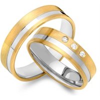 🦚 Trauringe 750er Gelb- Weissgold 3 Diamanten 🦚 Trauringe 750er Gelb- Weissgold 3 Diamanten