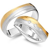 🦚 Trauringe 750er Gelb- Weissgold 3 Brillanten 🦚 Trauringe 750er Gelb- Weissgold 3 Brillanten