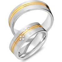 🦚 Trauringe 750er Gelb- Weissgold 7 Diamanten 🦚 Trauringe 750er Gelb- Weissgold 7 Diamanten