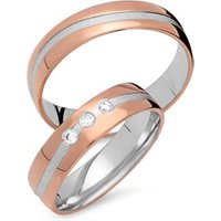 🦚 Trauringe 333er Rot- Weissgold 3 Diamanten 🦚 Trauringe 333er Rot- Weissgold 3 Diamanten