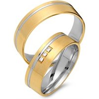 🦚 Trauringe 750er Gelb- Weissgold 3 Diamanten 🦚 Trauringe 750er Gelb- Weissgold 3 Diamanten