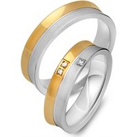 🦚 Trauringe 333er Gelb- Weissgold 3 Diamanten 🦚 Trauringe 333er Gelb- Weissgold 3 Diamanten