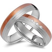 🦚 Eheringe 333er Rot- Weissgold 3 Diamanten 🦚 Eheringe 333er Rot- Weissgold 3 Diamanten
