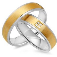 🦚 Eheringe 750er Gelb- Weissgold 4 Brillanten 🦚 Eheringe 750er Gelb- Weissgold 4 Brillanten