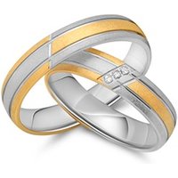 🦚 Trauringe 750er Gelb- Weissgold 3 Diamanten 🦚 Trauringe 750er Gelb- Weissgold 3 Diamanten