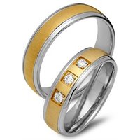 🦚 Trauringe 750er Gelb- Weissgold 3 Brillanten 🦚 Trauringe 750er Gelb- Weissgold 3 Brillanten