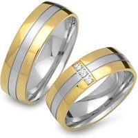 🦚 Trauringe 333er Gelb- Weissgold 3 Brillanten 🦚 Trauringe 333er Gelb- Weissgold 3 Brillanten