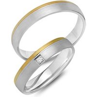 🦚 Trauringe 585er Gelb- Weissgold mit Brillant 🦚 Trauringe 585er Gelb- Weissgold mit Brillant