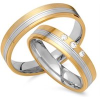 🦚 Trauringe 333er Gelb- Weissgold 3 Diamanten 🦚 Trauringe 333er Gelb- Weissgold 3 Diamanten