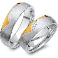 🦚 Trauringe 585er Gelb- Weissgold 3 Diamanten 🦚 Trauringe 585er Gelb- Weissgold 3 Diamanten