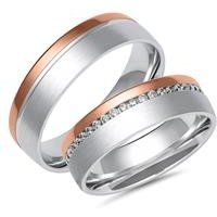 🦚 Eheringe aus Weiß- und Roségold mit 44 Diamanten 🦚 Eheringe aus Weiß- und Roségold mit 44 Diamanten