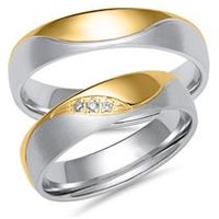 🦚 Eheringe aus Weiß- und Gelbgold mit 3 Diamanten 🦚 Eheringe aus Weiß- und Gelbgold mit 3 Diamanten