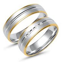 🦚 Eheringe aus Weiß- und Gelbgold mit 5 Diamanten 🦚 Eheringe aus Weiß- und Gelbgold mit 5 Diamanten