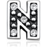 🦚 925er Silber Buchstaben Charm N mit Zirkonia 🦚 925er Silber Buchstaben Charm N mit Zirkonia