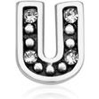 🦚 Charm Buchstabe U 925er Silber Zirkonia 🦚 Charm Buchstabe U 925er Silber Zirkonia