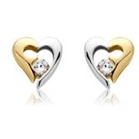 🦚 333er Gelb- Weißgold Ohrstecker mit Zirkonia 🦚 333er Gelb- Weißgold Ohrstecker mit Zirkonia