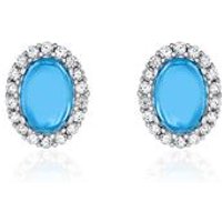 🦚 Ovale Ohrstecker für Damen aus 9K Weißgold mit Zirkonia 🦚 Ovale Ohrstecker für Damen aus 9K Weißgold mit Zirkonia