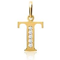 🦚 333er Gold Buchstabenanhänger T mit Zirkonia 🦚 333er Gold Buchstabenanhänger T mit Zirkonia